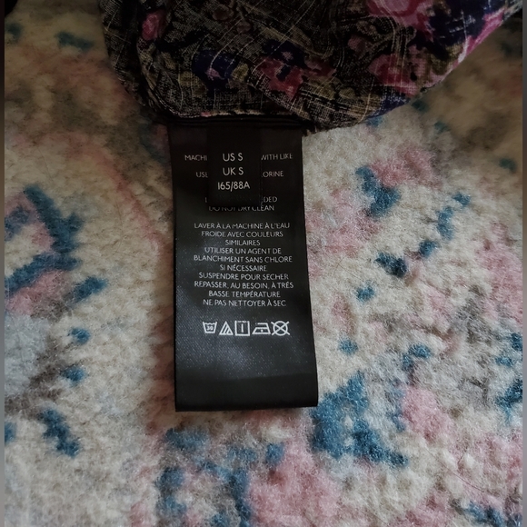 Free People Floral Meant To Be Blouse In Black Combo Size S Boho Chic Classic - Picture 12 of 16